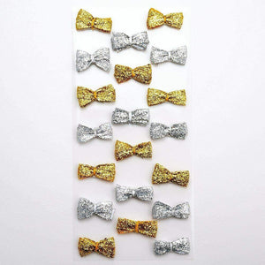 thecraftshop.net Italian Options - Sparkle Mini Bows - 2cm - Silver / Gold - Pack of 20