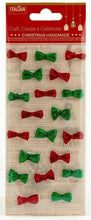 Load image into Gallery viewer, thecrafsthop.net Italian Options - Sparkle Mini Bows - 2cm - Red / Green - Pack of 20
