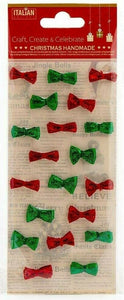 thecrafsthop.net Italian Options - Sparkle Mini Bows - 2cm - Red / Green - Pack of 20