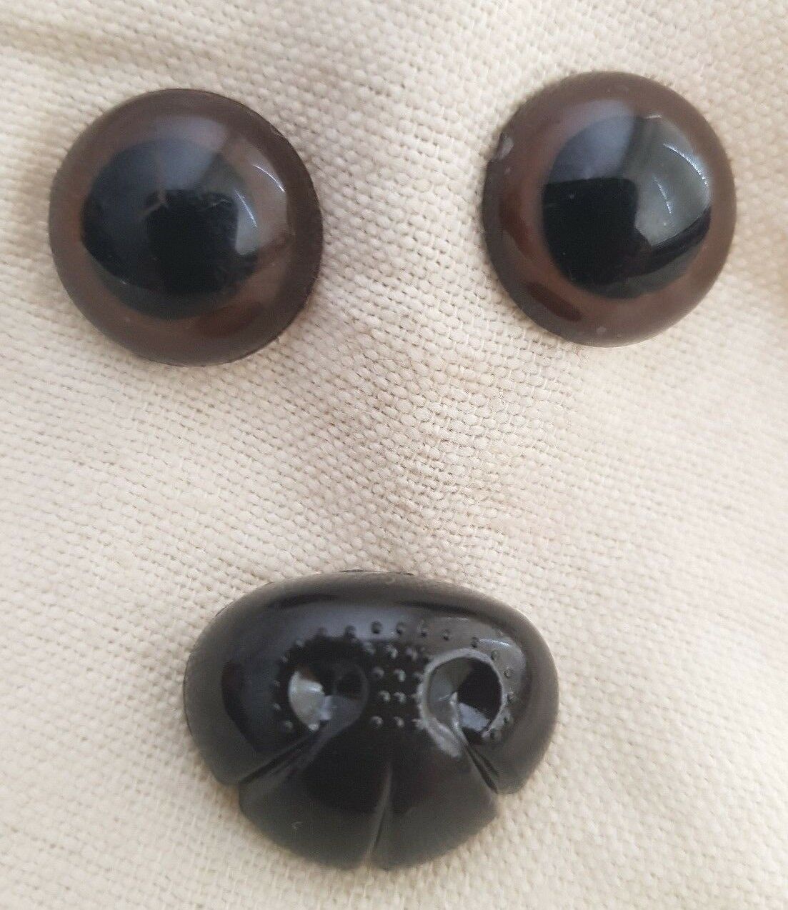 Trucraft Large Set Brown Safety Eyes and Nose for Teddy Bears and