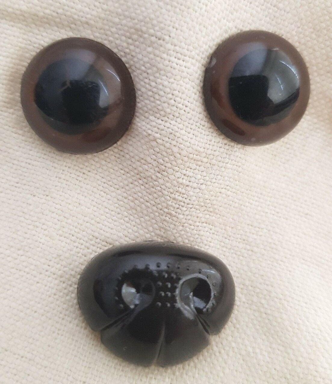 Trucraft Large Set Brown Safety Eyes and Nose for Teddy Bears and Toys –