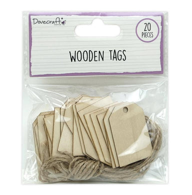 thecraftshop.net Dovecraft Essentials - Wooden Tags with String - Pack of 20